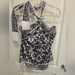 Black and White Patterned Halter Top